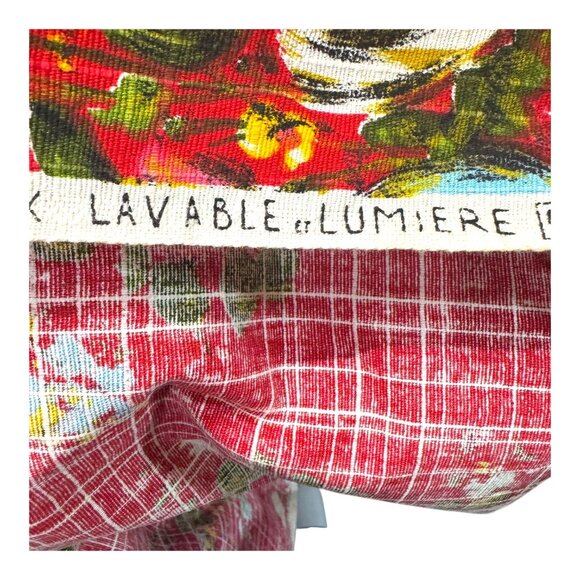 Vtg Floral Curtain Kitchen Mod Fabric 1 yard Solarex Lavable Lumiere Red White - Picture 5 of 6